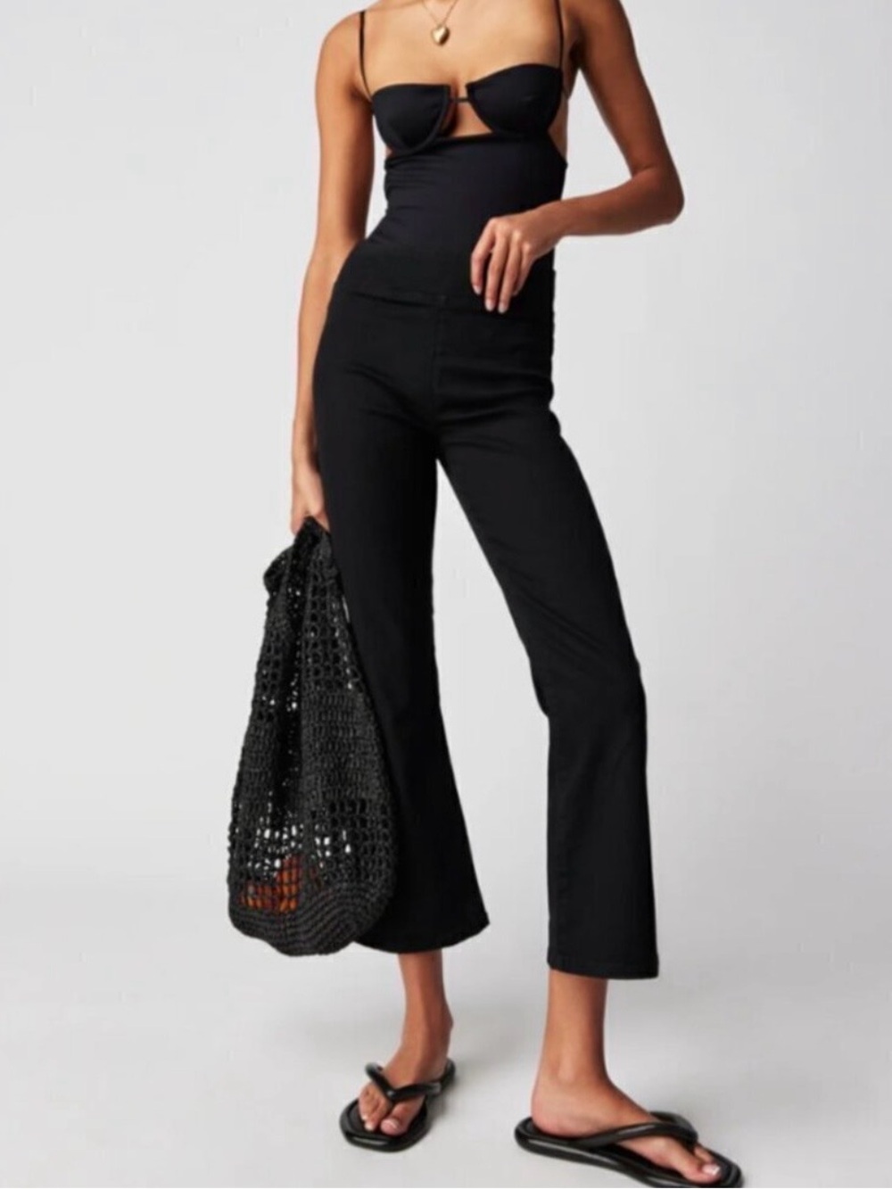 We The Free-Free People In My Feelings Cropped Bootcut Black Jeans Size M